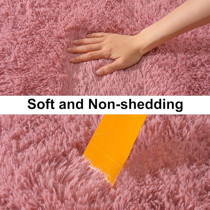 Soft Runner Rugs for Bedroom Hallways, 2x5 Blush Pink Fluffy Shag Throw Area - Image 7