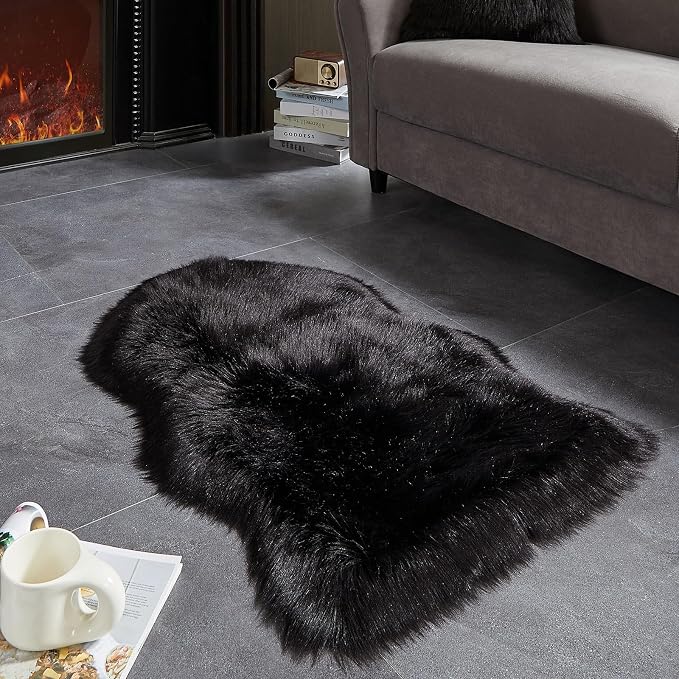 AMTOVO Faux Fur Rug, Fluffy Sheepskin Rug, Fuzzy Ultra Soft 2 x 3 ft Shag Rugs - Image 4