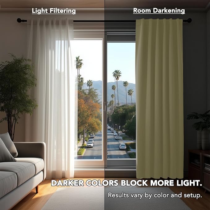 Deconovo Blackout Curtains, Thermal Insulated, W70 x L108 2 Panels, Back Tab - Image 3