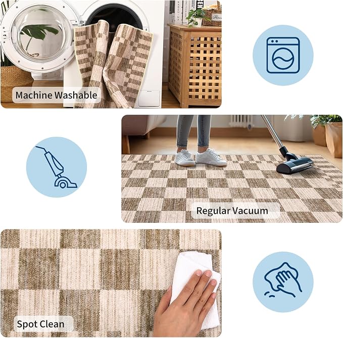 GarveeHome 2x12 Checkered Kitchen Runner Rug - Image 7