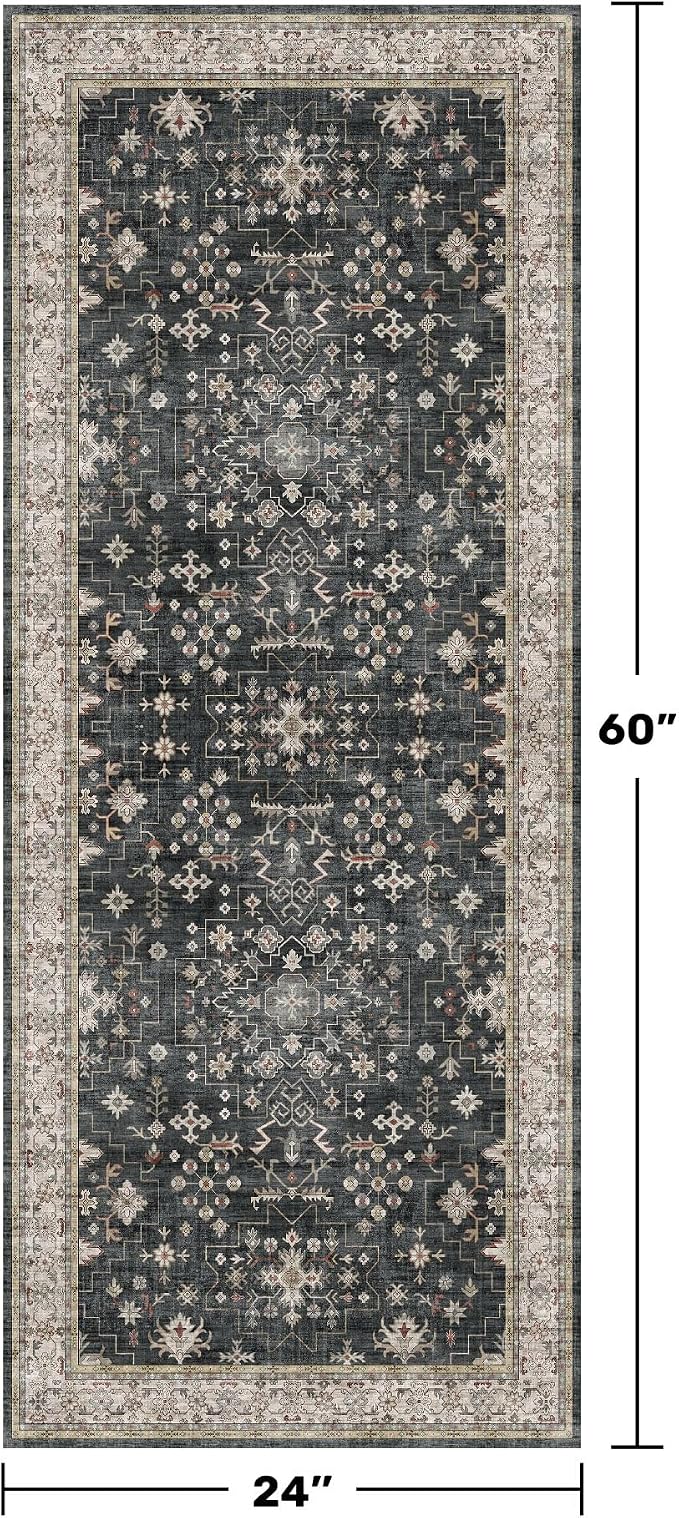 Black Entryway 2x5 Runner Rug, Small Throw Runners - Image 2