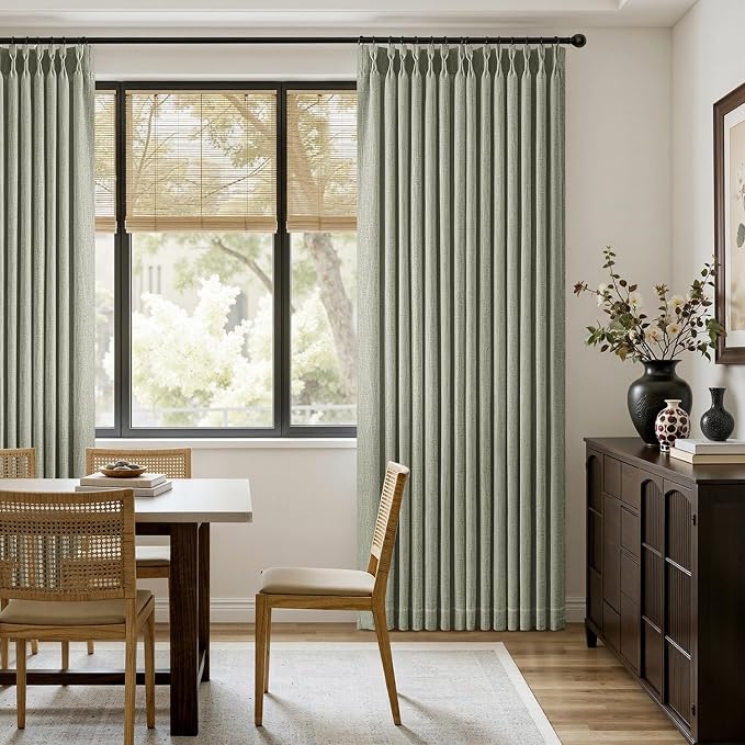 MIULEE Pinch Pleated Thick Linen Curtains 108 Inches Length 2 Panels - Image 5