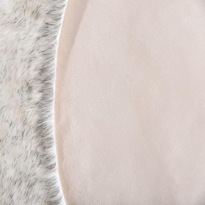 ORINOVA 5x7 Area Rug White and Gray Washable Shaggy Faux Sheepskin Fur Rug - Image 7