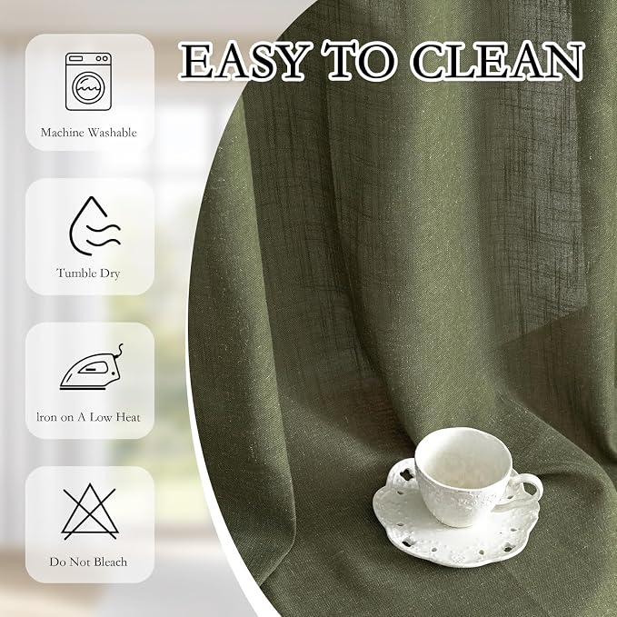 MYSKY HOME 72 Inches Long Semi Sheer Curtains Light Filtering Window Drapes - Image 7