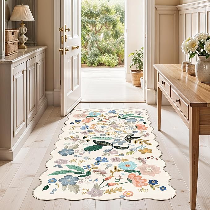 Washable 2x4 Entryway Area Rugs: Vintage Water Resistant Kitchen Rug Non-Slip - Image 2