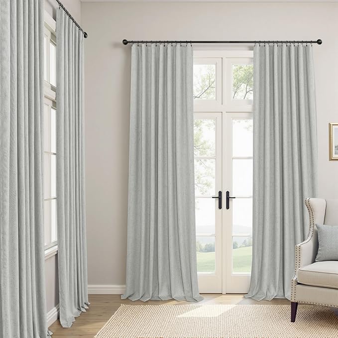 Pitalk 54 Inch Curtains 2 Panel Set 100% Blackout Linen Textured Room Darkening - Image 6