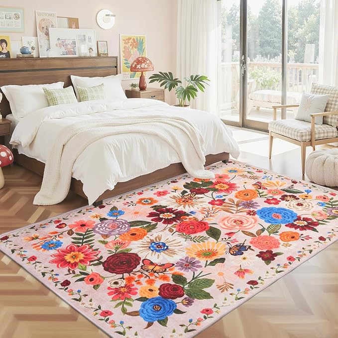 Pink/Beige Living Room Rugs, Area Rugs 5x8 Rug - Image 8