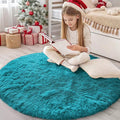 OLANLY Teal Round Rugs for Bedroom by OLANLY