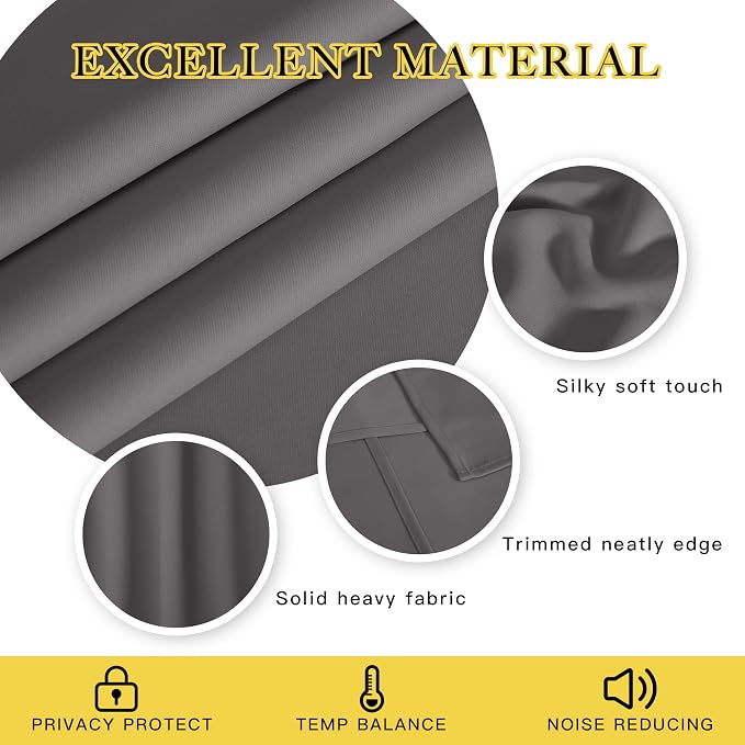 NICETOWN Blackout Grey Curtains Panel - Image 4