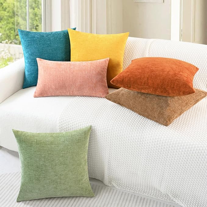 CaliTime Throw Pillow Covers Decorative 12 X 20 Inches Pack of 2 Cozy Chenille - Image 4