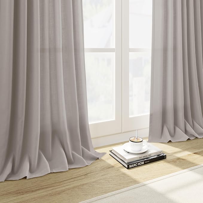 Nanspring Stone Grey Linen Curtains 90 Inches Long - Image 5
