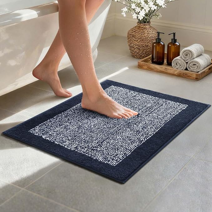 Bathroom Rugs 24x17 Non Slip Washable, Dark Blue Bath Mat by Unknown