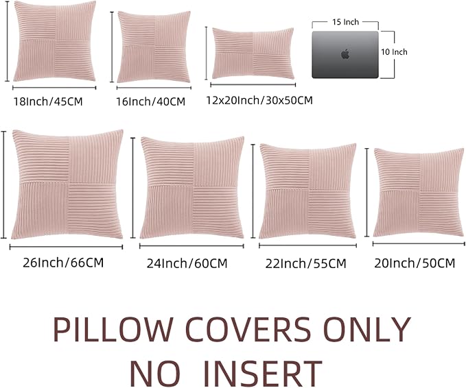 Fancy Homi 2 Packs Blush Pink Samll Decorative Throw Pillow Covers 14x14 Inch - Image 6