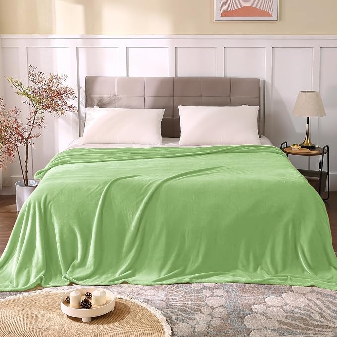 BEDELITE Fleece Blankets Queen Size Grass Green Throw Blankets - Image 2
