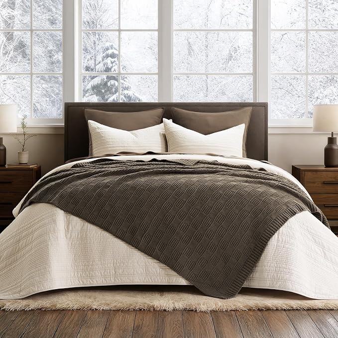 EVERGRACEHOME Modern Checkered Chenille Throw Blanket, Soft Cozy Plaid Knitted - Image 4