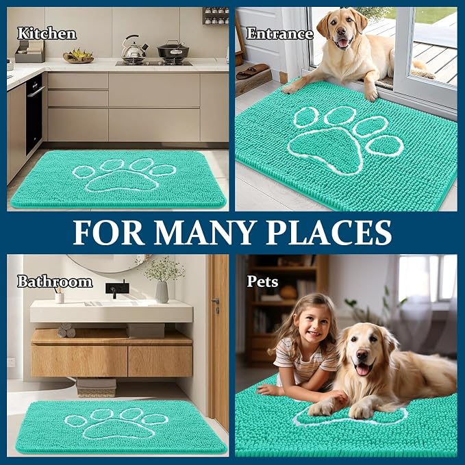 OLANLY Dog Door Mat for Muddy Paws 59x35, Paw Print Design, Absorbs Moisture - Image 8