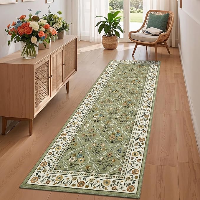 Washable Kitchen Rugs Non Slip 2x6 Hallway Runner Rug Stain Resistant Low Pile by GarveeHome
