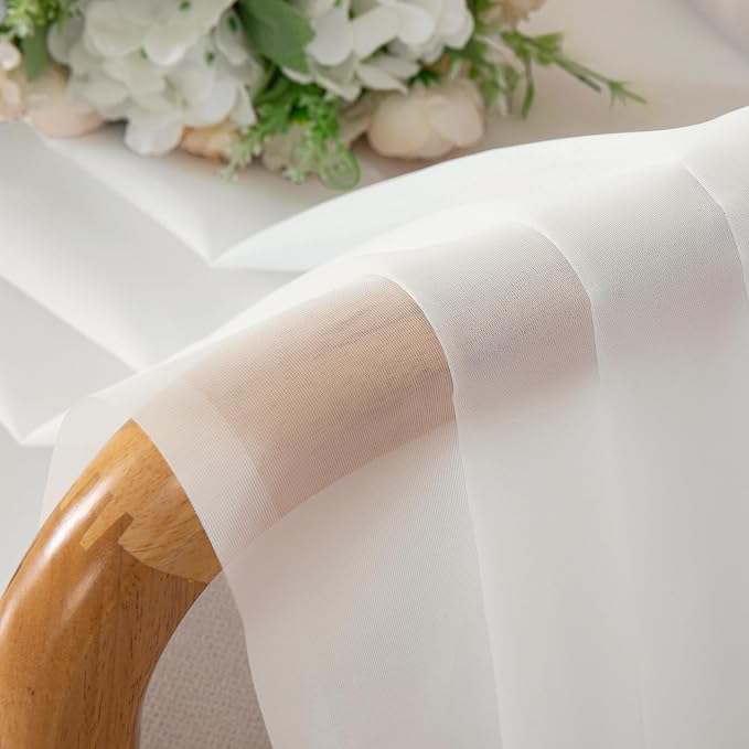 Aiyufeng Modern Sheer Window Curtains, Rod Pocket Long Curtains Translucent - Image 2