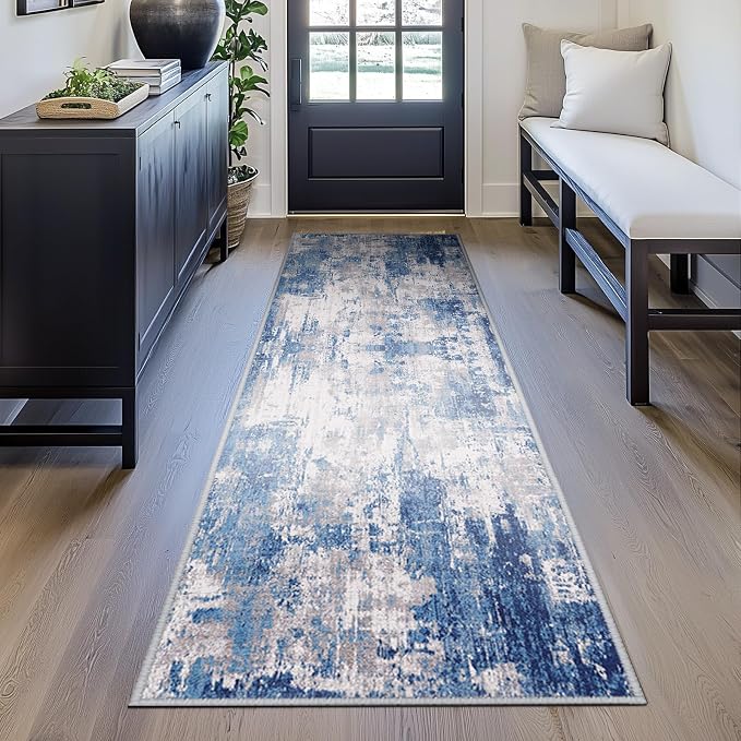 Washable Area Rugs 2'x10' Non-Slip Modern Abstract Soft - Image 5