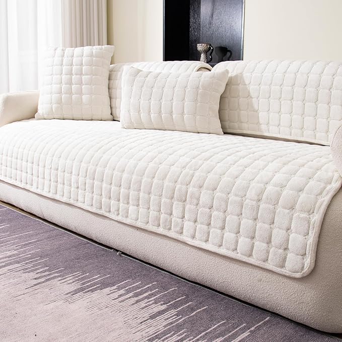 Velvet Couch Cover, Washable Sectional Sofa Cover, Anti Slip Sofa Slipcover by MDSASFD