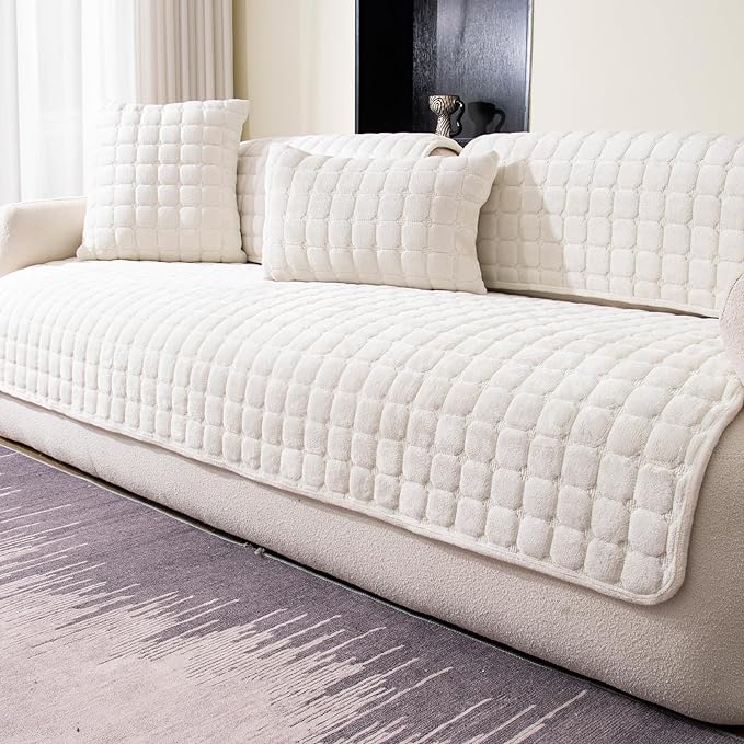 Velvet Couch Cover, Washable Sectional Sofa Cover, Anti Slip Sofa Slipcovers by MDSASFD