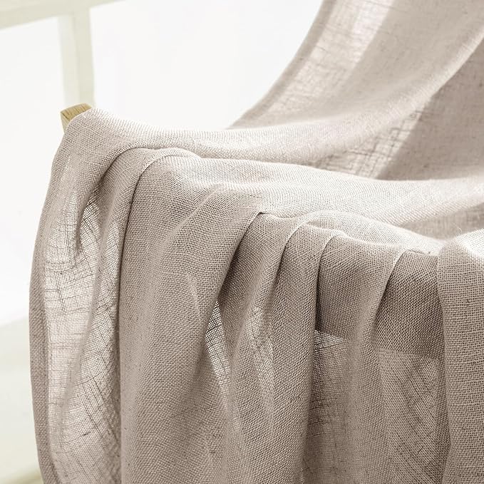 MIULEE Natural Linen Curtains 45 Inch Length 2 Panels - Image 6