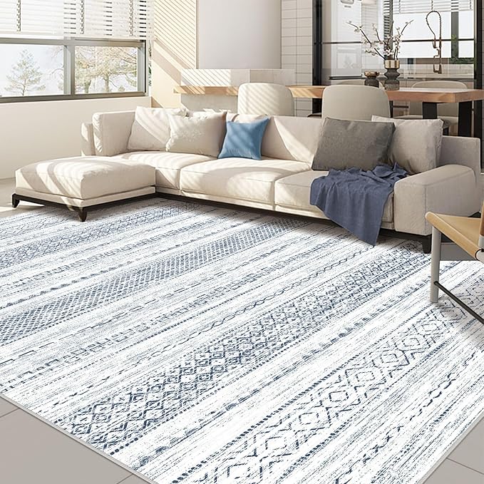 Nakagishi 8x10 Area Rugs Living Room: Washable Boho Large Neutral Soft by NakagishiAreaRug