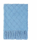 BOURINA Blue Throw Blanket 50x60 Inches Throw Textured Solid Soft Sofa Couch by BOURINA