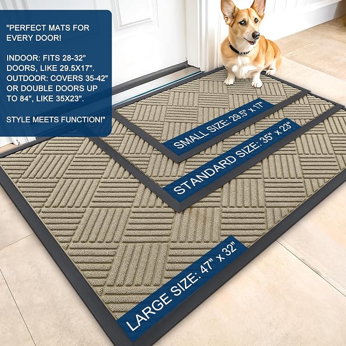 OLANLY Front Door Mat Outside Entrance 33x21, Waterproof Heavy-Duty Doormat | - Image 2