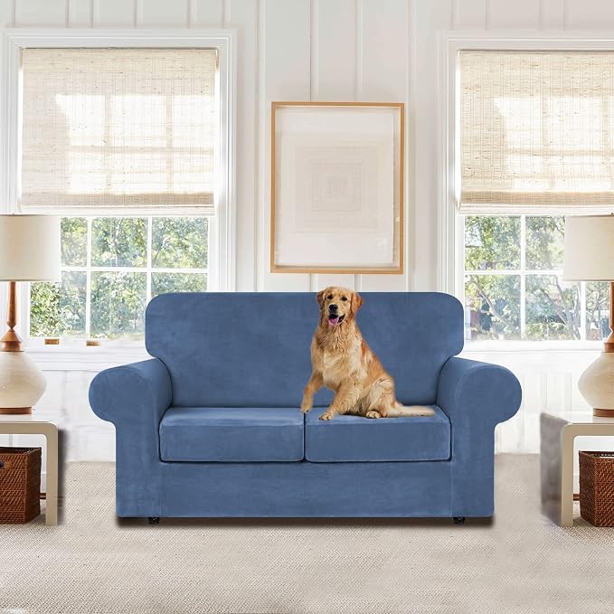 WEERRW Velvet Couch Covers for 2 Cushion Couch Sofa - Image 2