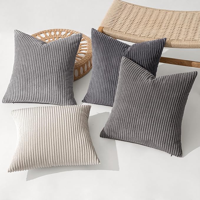 MIULEE Pack of 4 Neutral Grey Gradient Decorative Throw Pillow Covers 18x18 - Image 2