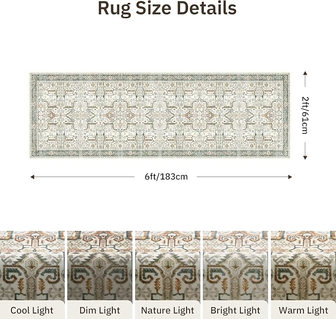 2x6 Hallway Washable Runner Rug - Image 2