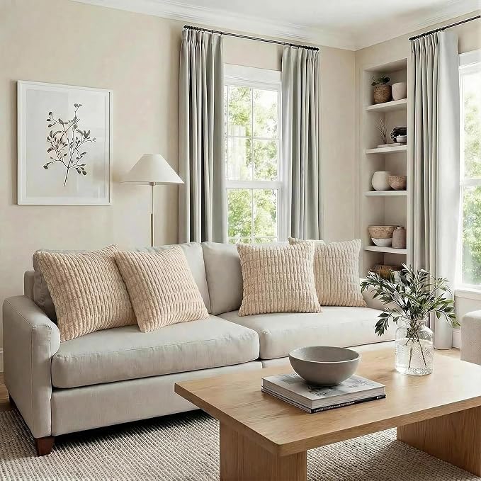 Fancy Homi 4 Packs Tan Decorative Throw Pillow Covers 16x16 Inch - Image 6