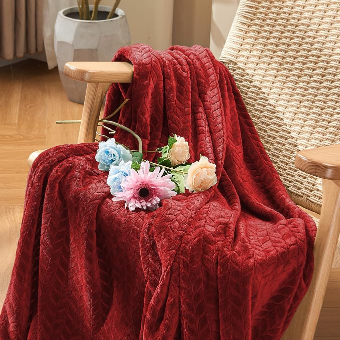 inhand Red Fleece Twin Blanket, Super Soft Flannel Cozy Blankets - Image 2