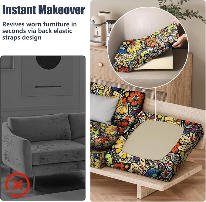 8Pcs Stretch Patio Cushion Covers, Outdoor Couch & Sofa Replacement Slipcovers - Image 5