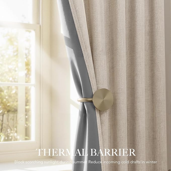 RYB HOME Warm Sand 100% Blackout Curtains - Image 4
