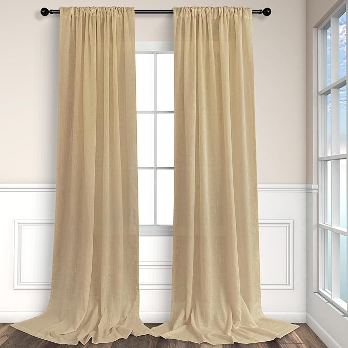 Tan Linen Curtains 90 Inch Length - Image 8