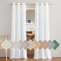 NICETOWN Linen White Curtains 96 inches Long, Grommet Thick Linen Blend Privacy by NICETOWN