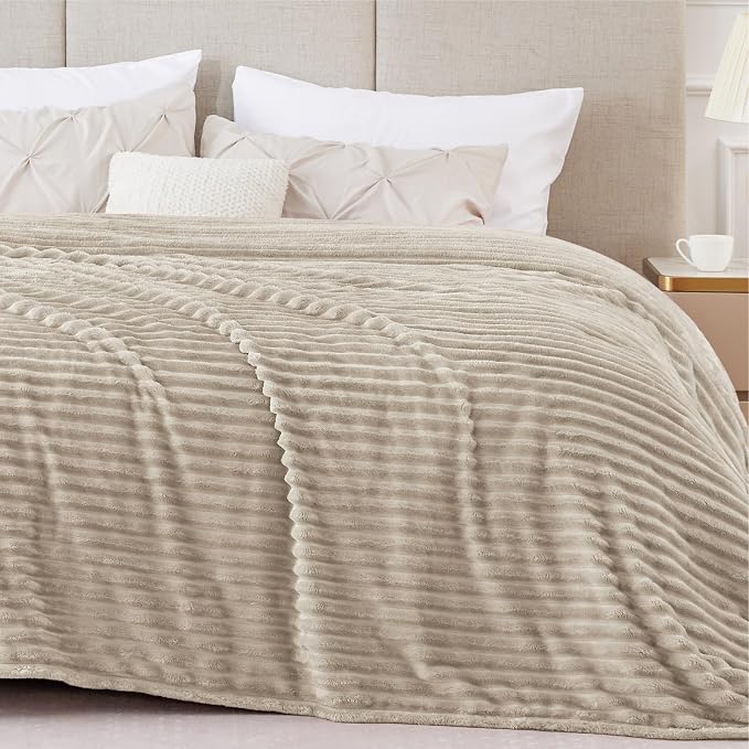 BEDELITE Fleece Blanket Queen Size – 3D Ribbed Jacquard Soft and Warm by BEDELITE