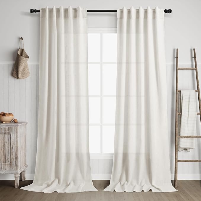 Nanspring Cream Linen Curtains 102 inches Long by Nanspring