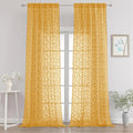 Chyhomenyc Extra Long Gold Sheer Curtains 120 Inch Length 2 Panels Set by Chyhomenyc