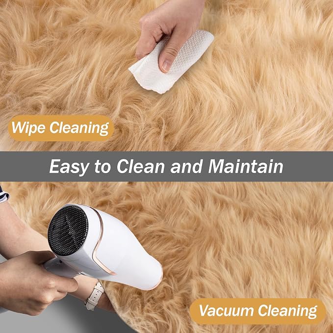 Faux Fur Rug - Faux Sheepskin Rug 2x3 Ft Irregular Shaped Carpet Fluffy Carpet - Image 6