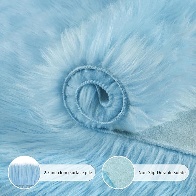 Ciicool Ultra Soft Faux Sheepskin Fur Rug Fluffy Rug - Image 5