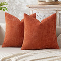 MIULEE Pack of 2 Burnt Orange Decorative Pillow Covers 18x18 Inch Soft Chenille by MIULEE