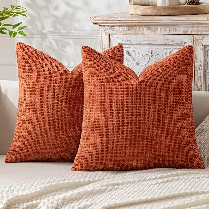 MIULEE Pack of 2 Fall Burnt Orange Decorative Pillow Covers 16x16 Inch Soft by MIULEE