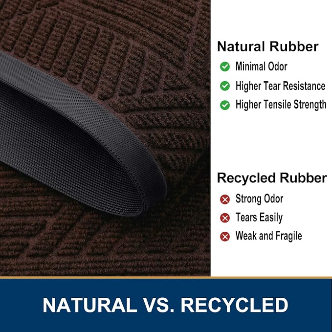 Smiry Front Door Mat Outside Entrance, Heavy Duty Sturdy Natural Rubber Doormat - Image 5
