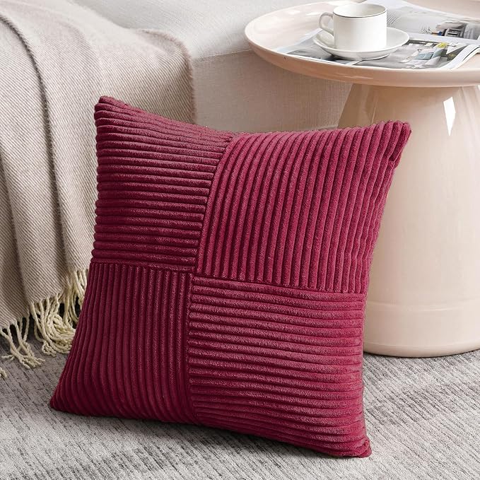 Fancy Homi 2 Packs Burgundy Big Decorative Throw Pillow Covers 24x24 Inch - Image 2