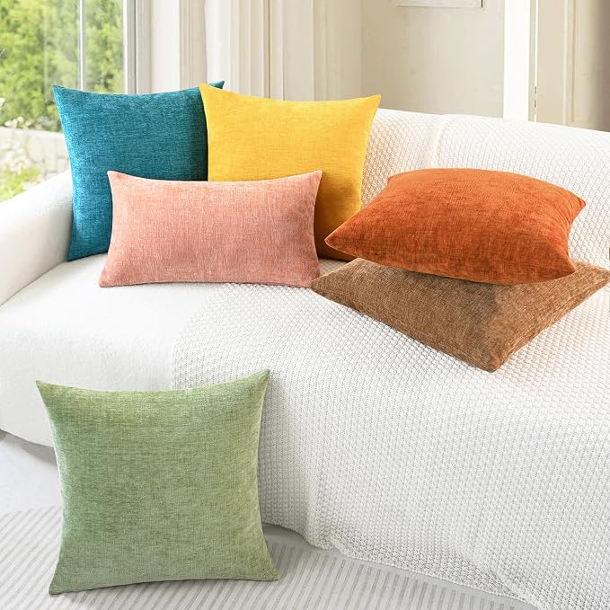 CaliTime Throw Pillow Covers Decorative 26 X 26 Inches Pack of 2 Cozy Chenille - Image 4