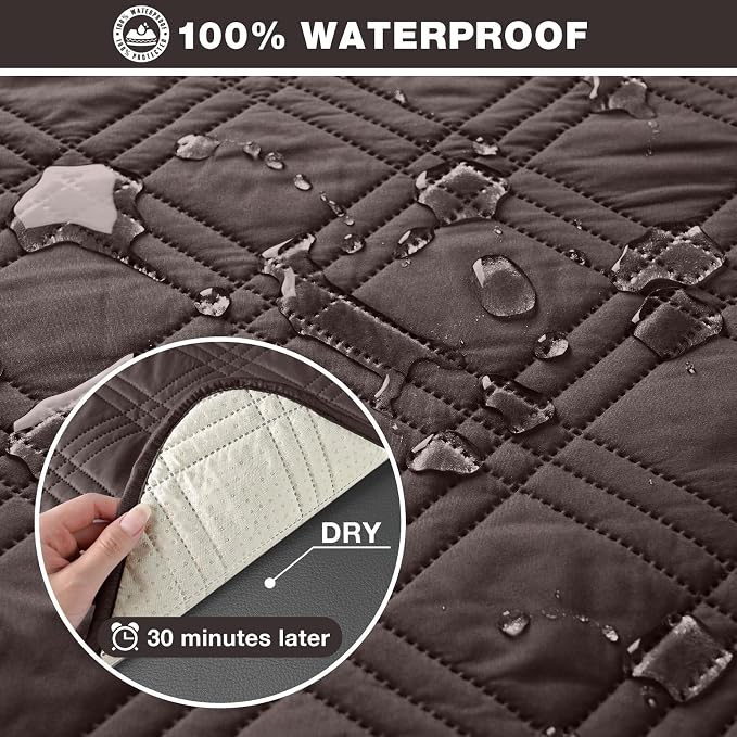 TAOCOCO 100% Waterproof Loveseat Recliner Cover, Non Slip Split Loveseat Covers - Image 3