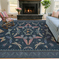 Blue 5x8 Washable Living Room Rugs by HazoHaus